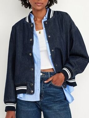 Old Navy jean bomber jacket size M